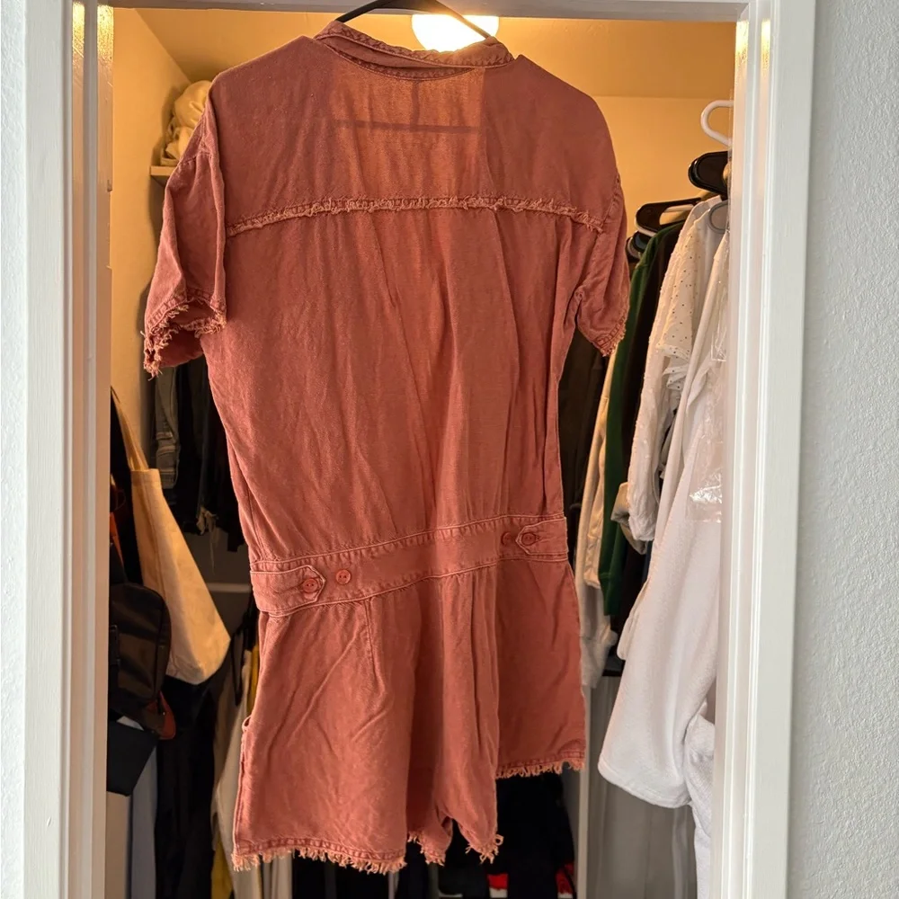 Rust Orange Button-Up Romper - Picture 8 of 9